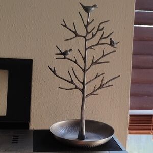 Chic Silver Jewelry Holder with Birds